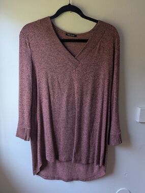 Pink Clover Mauve V-Neck Cozy Knit Top Size L